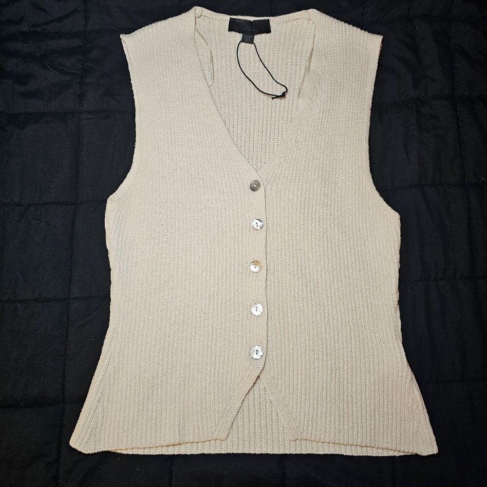Zara Ribbed Knit Button-front Dweater Vest Medium NWOT